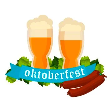 Oktoberfest celebration vector background with two beer mugs Stock Illustration