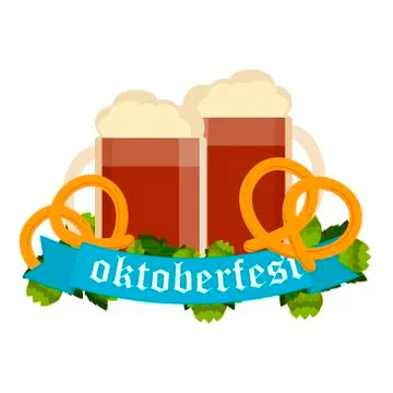 Oktoberfest celebration vector background with two beer mugs Stock Illustration