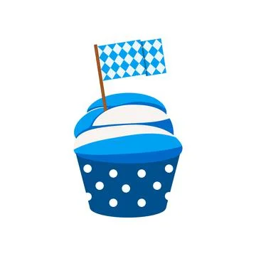 Oktoberfest cupcake with tyrolean pattern flag food Stock Illustration