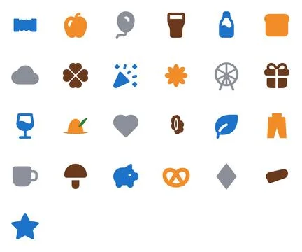 Oktoberfest flat icon set, blue orange grey brown Stock Illustration
