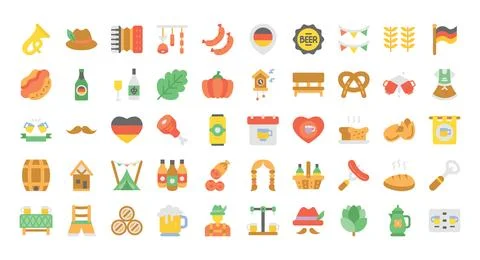 Oktoberfest icons set ,flat style.Vector illustration Stock Illustration