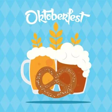 Oktoberfest poster with text Stock Illustration