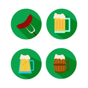 Oktoberfest Round Flat Icon Stock Illustration