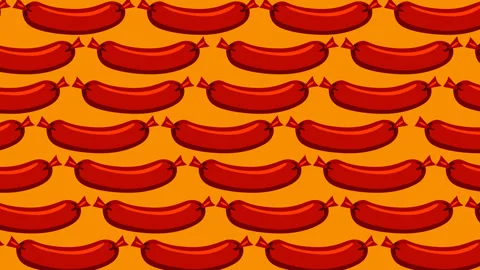 Oktoberfest Sausage Pattern Animated Motion Graphic Background Stock Footage 345931434