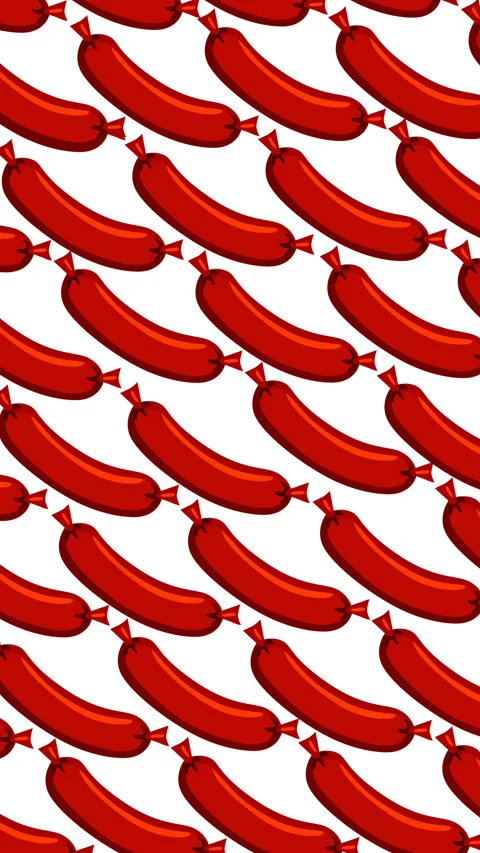 Oktoberfest Sausage Pattern Animated Motion Graphic Background with Red Saus Stock Footage 346106329