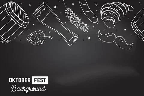 Oktoberfest Seamless Pattern on the chalkboard. Vector Illustration. Oktoberfest イラスト素材