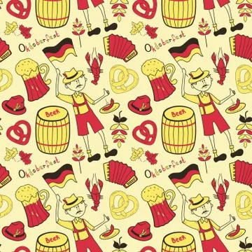 Oktoberfest seamless pattern Stock Illustration