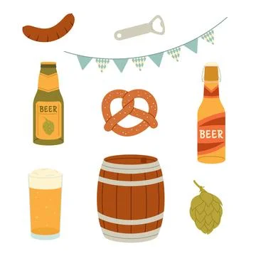 Oktoberfest set. Beer elements Stock Illustration