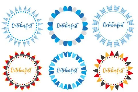 Oktoberfest set of frames, flat or cartoon style. October fest in germany col Illustrazione stock