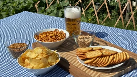 Oktoberfest Snack Spread Stock Footage 313363602