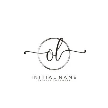 OL Initial handwriting logo with circle template vector Stock Illustration