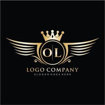 OL Letter Initial with Royal Wing Logo Template. Stock Illustration