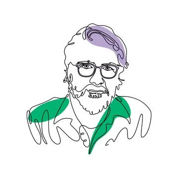 Olafur Eliasson vector one line art portrait. Danish artist. Stock Illustration