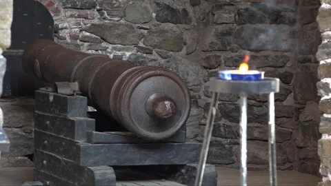 Olavinlinna cannon 스톡 동영상 133560965