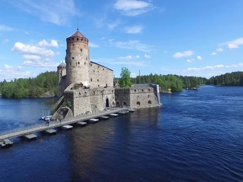 Olavinlinna Castle Stock Footage 69881172