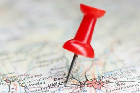 Olching, Germany pin on map Stock Photos