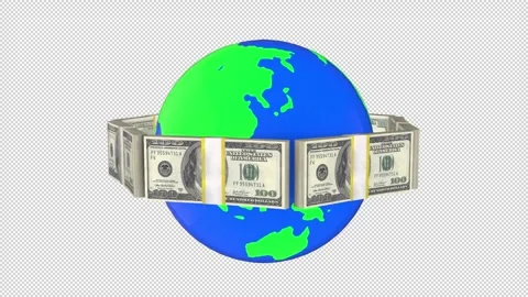 Old 100 Dollar Money Around Globe Animation Stock Footage 342903162