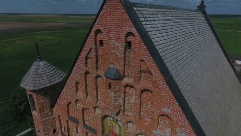 Old 15th century St. Michael fortified church in Synkovichy, Belarus. Stock Footage 97120601