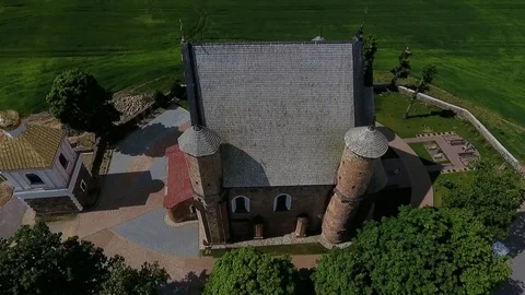 Old 15th century St. Michael fortified church in Synkovichy, Belarus. Stock Footage 97120633