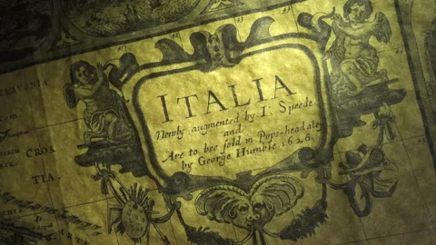 An old 17th century map dated 1626 titled Italia Italy Stock Footage 151955895