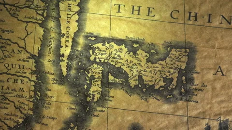 An old 17th century map dated 1626 of Korea and Japan. Video stock 151955975