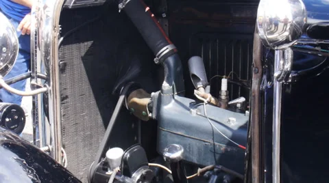 Old 1930s car engine Stock Footage 32124691