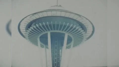 Old 1970's Video of the Seattle Space Needle's View from the Ground Stock Footage 242799532