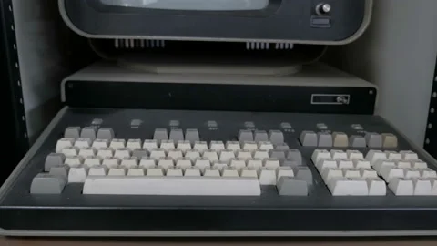 Old 1980's Computer Keyboard Stock Footage 105466023