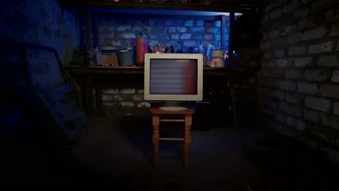 Old 2000s computer in the garage. retro vintage technique. Abstract Digital Stock Footage 167659435