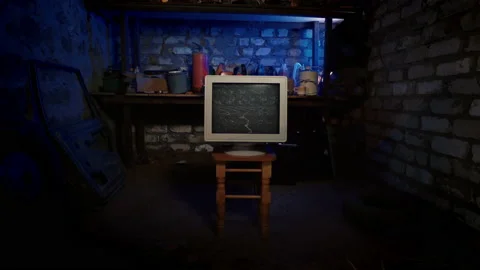 Old 2000s computer in the garage. retro vintage technique. Abstract Digital 스톡 동영상 167659498
