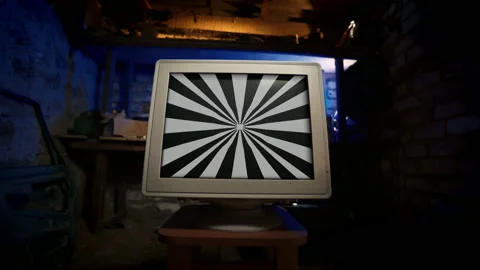 Old 2000s computer in the garage. retro vintage technique. Abstract Digital 스톡 동영상 167659524