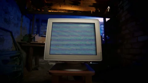 Old 2000s computer in the garage. retro vintage technique. Abstract Digital 스톡 동영상 167659527