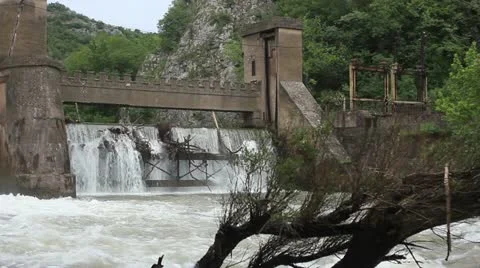 Old 20th century Dam _1 Stock Footage 11069575