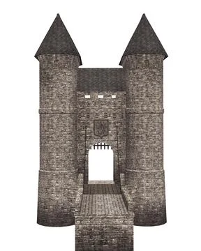 Old 3d stone building 스톡 일러스트