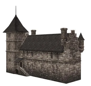Old 3d stone building 스톡 일러스트