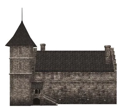 Old 3d stone building 스톡 일러스트