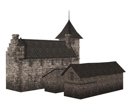 Old 3d stone building 스톡 일러스트