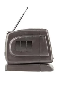 Old 5.5 inch protable analog crt tv unit isolated on white Stock Photos