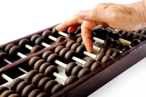Old abacus on white background Stock Photos