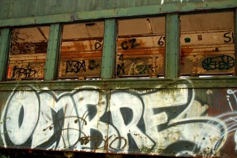 Old abanded rusty train car Foto stock