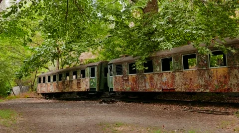 Old Abandoned and Derelict Train Carriage Stock Footage 56593362