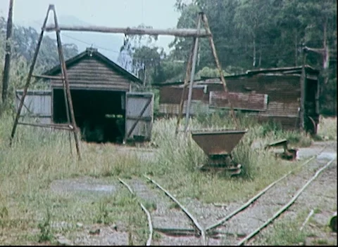 OLD ABANDONED AUSTRALIAN GOLD MINING TOWN (1973) Stock Footage 168733326