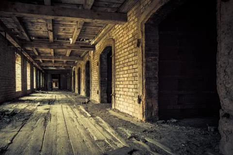 An old abandoned brick factory, a lost place with ancient history, vandalism  Stock Photos