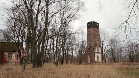 Old Abandoned Brick Tower Stock Footage 260471892