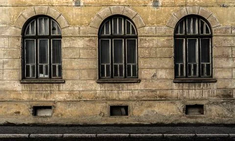Old abandoned building with some nice symmetry Stock Photos