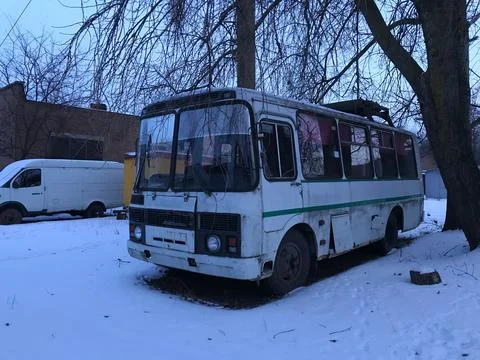 The old abandoned bus Stock Photos