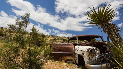Old Abandoned Car Time Lapse Stock Footage 110866112