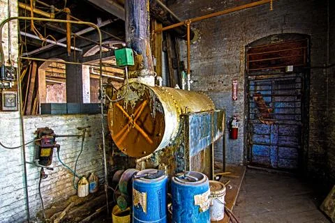 An old abandoned empty warehouse Stock Photos