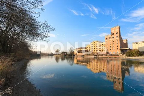 Old abandoned factory,industrial archeology.Italy Stock Photos