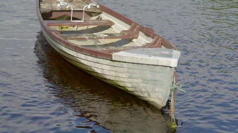 An old abandoned floating boat Stock Footage 68023950